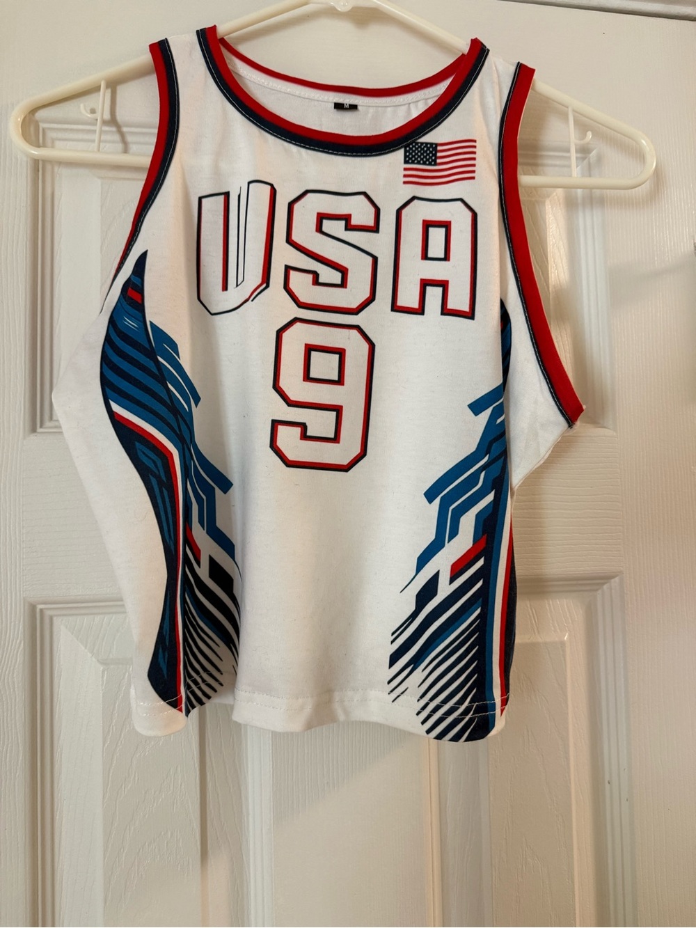 USA #9 White Women’s Cropped Patriotic Tank Top
